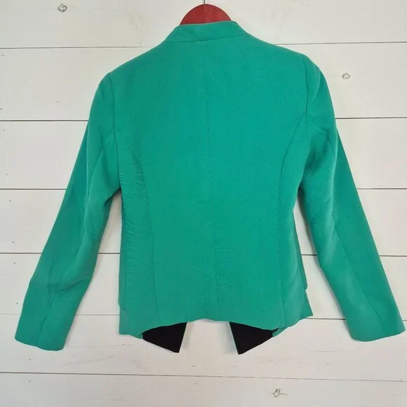 Kenneth Cole Womens XS Green Open Front Blazer With Asymmetric Hem - Picture 6 of 7